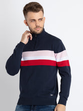 Mens Colourblocked High Neck Sweater